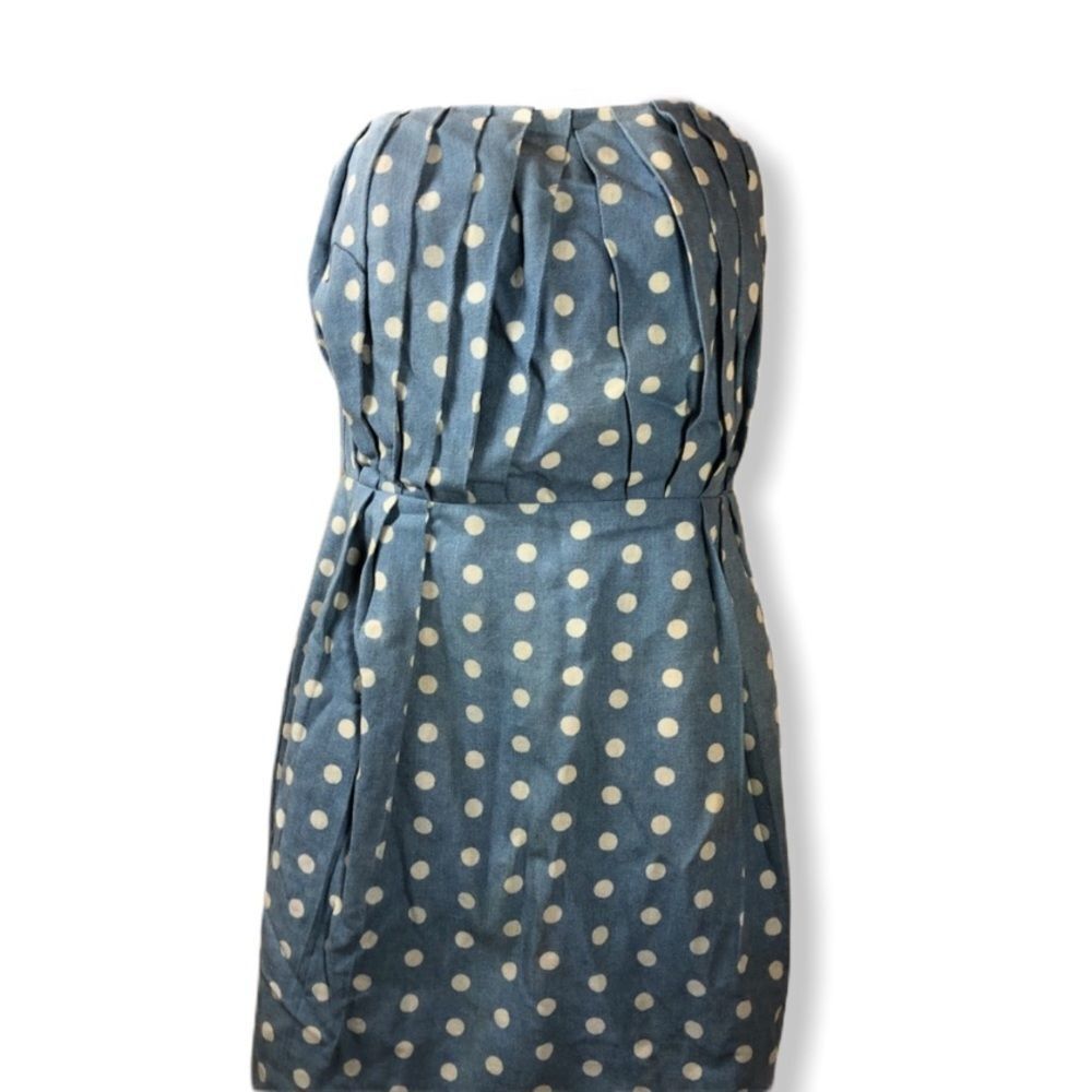 Line & Dot Strapless Polka Dot Denim Dress